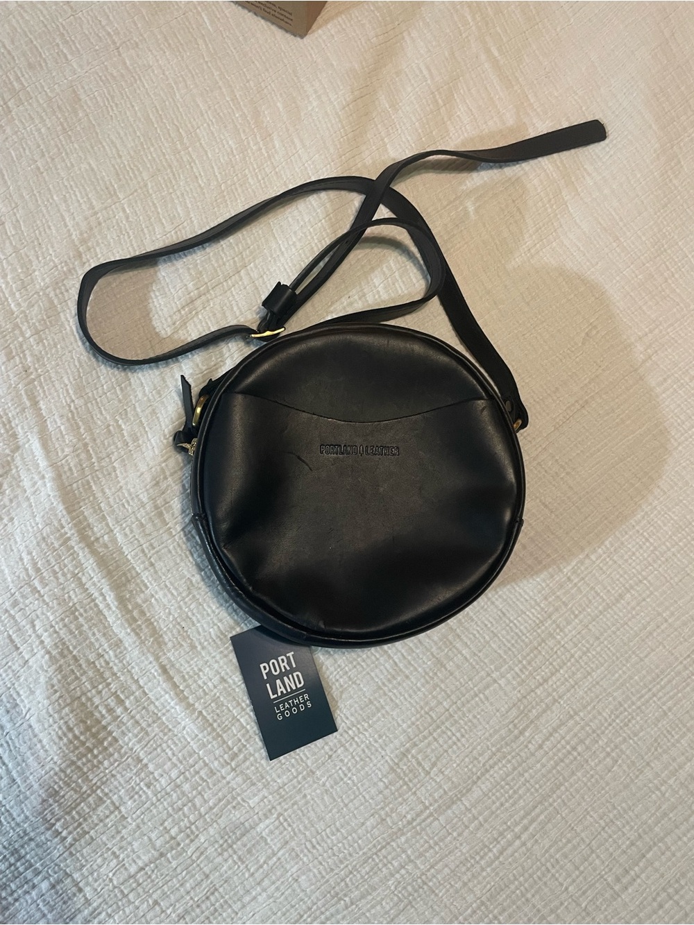Portland Leather Black Large Circle Crossbody